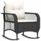 vidaXL Garten-Schaukelstuhl mit Kissen Schwarz Poly Rattan, Gartenstuhl, Gartensessel, Outdoor-Schaukelstuhl, Schaukelsessel, Schwingsessel