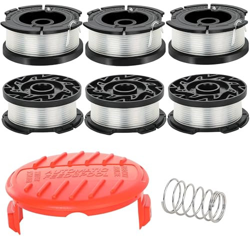 String Trimmer Line for Black and Decker ,AF-100 String Trimmer Replacement Spool, 30ft 0.065 Trimmer Line Replacement Spool for Black and Decker Weed Eater String(6 Line Spools, 1 Caps, 1 Springs)