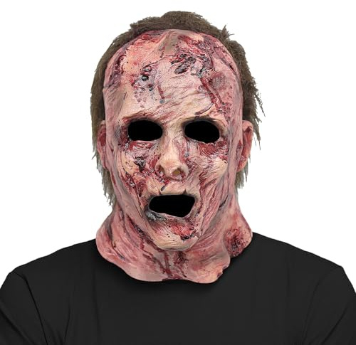 Applysu Michael Myers Maske Gruselig Blutig Vollkopf Michael Myers Masken Halloween Horror Cosplay Requisiten für Maskerade