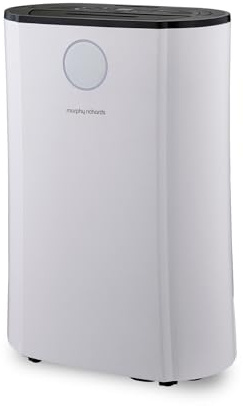Morphy Richards PureFresh 12L/Day Dehumidifier, 24m2, Laundry Mode, Extra Long 2m Cord, HEPA Carbon Filter, Low Noise, Premium Air Flow, Touch Control, Smart Function, Defrost, Air Purifier, 185w