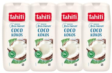 Tahiti - Gel douche - Parfum 8H - Coco - Format 1 mois - Lot de 4x250ml
