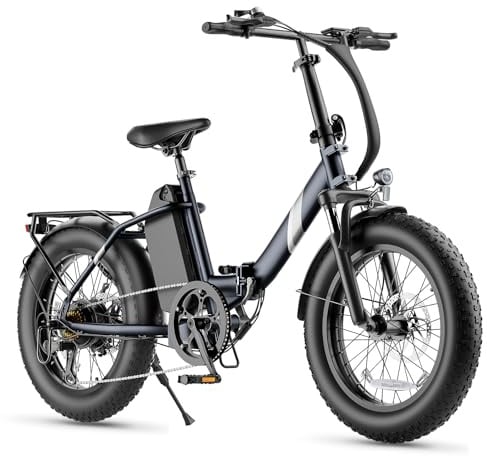 Touroll Bici Elettrica S3 Pro Blu, 20×3.0 Fat Tire E-Bike con Batteria 1296Wh, Autonomia 195 km, E-MTB con Motore 250W 50 Nm, Forcella Ammortizzata, Portapacchi, Bici Elettrica Uomo e Donna