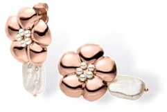 Purelei Floral Pearly Ohrringe für Damen, Edelstahl Ohrstecker mit Keshi Perle, Blüten-Design, elegante Perlenohrringe mit frei hängender Perle