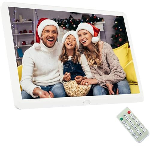 Digitaler Bilderrahmen, 20 Zoll High-Definition-IPS-Bildschirm mit Fernbedienung, Musik- und Videowiedergabe, unterstützt SD-Karte für Hochzeiten, Festivals, Werbeaktionen