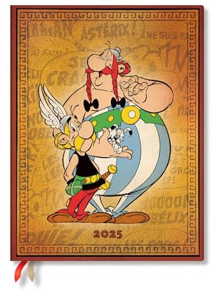 Paperblanks 12-Monatskalender 2025, Asterix & Obelix, Ultra, Tagesüberblick, Elastikband-Verschluss