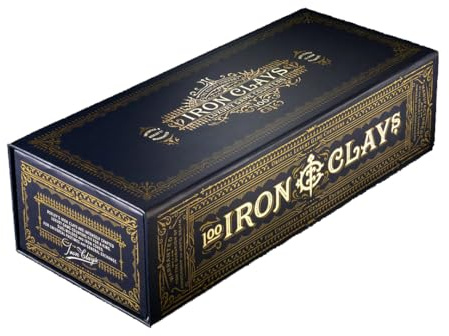 Roxley Games | Iron Clays 100 | Luxury Gaming Chip Set Accessory For Tabletop Games And Poker, Vintage Design, Magnetically Sealed Box, Stackable Tray | 2 Players | 20 To 40 Minutes