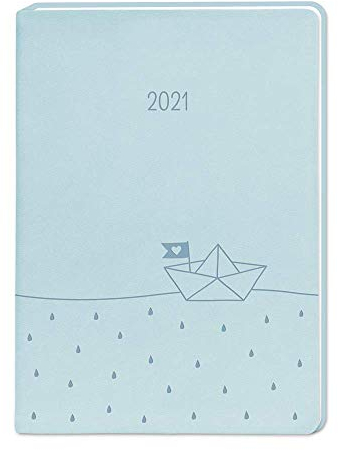 Terminplaner Lederlook A6 Hellblau 2021: Terminplaner Lederlook A6