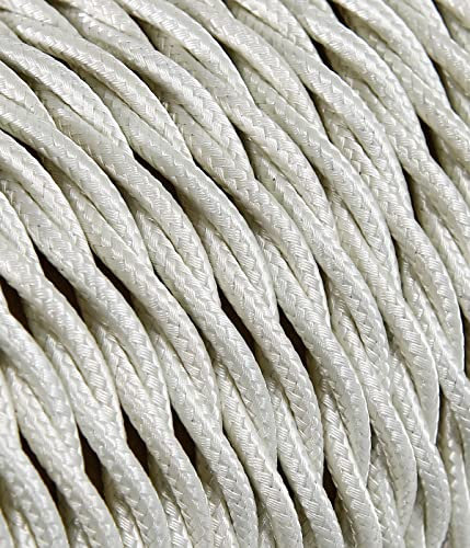 Cavo Elettrico Treccia/Trecciato Rivestito in Tessuto. Colore Avorio. Sezione 3x2.50 (5 Metri)