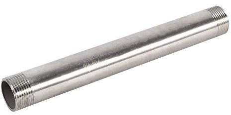 Raccord de Tuyau Fileté SS304 en Acier Inoxydable, Raccord de Tuyau Mâle x Mâle 200mm BSP-BSP 1/41/2 3/41 pour Conduite d'Air, Conduite de Carburant, Conduite d'Eau (DN20*200mm=3/4)