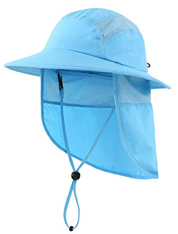 Magracy Kinder Jungen Outdoor UPF50+ Sonnenhut mit Nackenklappe breiter Krempe Sonnenschutzhut
