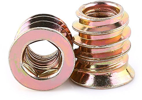 Inserto filettato in legno, Fydun 2 pezzi M6/M8/M1 dado esagonale filettato in lega di zinco dado di inserimento, dadi di inserto in lega di zinco assortiti (M6 x 13 mm)