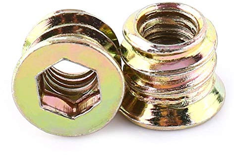 Insert Fileté Bois,Fydun 2 pièces M6/M8/M1 Écrou hexagonal fileté en alliage de zinc Écrou d'insertion,Écrous d'Insert en alliage de zinc Assortiment (M6*1mm)