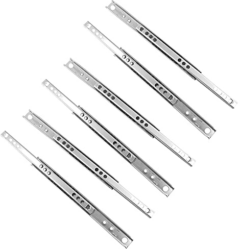 Schubladenschiene, 3 Paar Kugellager-Schubladenschienen aus Metall, 17 mm breit, für Möbelschublade (182 mm Länge)