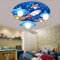 GHY LED Kinder Deckenleuchte Cartoon Lampe Kinderzimmerlampe Design Acryl Hölzern Lampeschirm Deckenlampe Zimmer Schlafzimmer Jungen Mädchen Moon Sternuniversum Kronleuchter,Blau