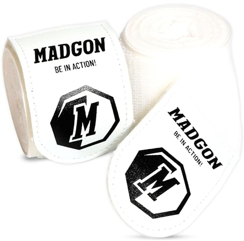 MADGON Boxbandagen mit Daumenschlaufe & starkem Klett | Box Bandage in 3 m / 3,8 m / 4,5 m – ideal für Boxen, MMA, Kickboxen, Training & Sparring | 2er Set