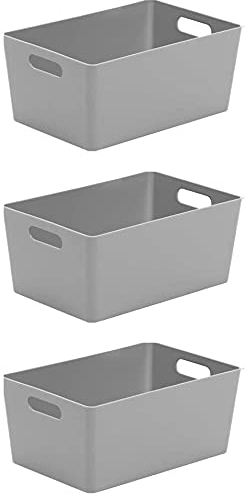 Wham Bam 4.02 Cool Grey Plastic Studio Storage Office Home & Kitchen Tidy Organiser 25.5 x 17 x 11cm (3 Baskets)