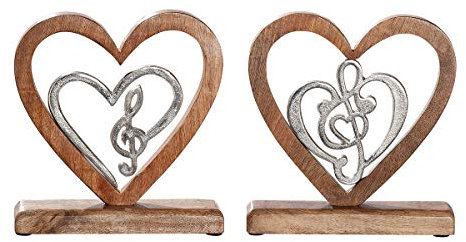 GILDE Dekoaufsteller Herz Musik Mangoholz farbmix Höhe 20 cm, Tischdeko, Geschenk