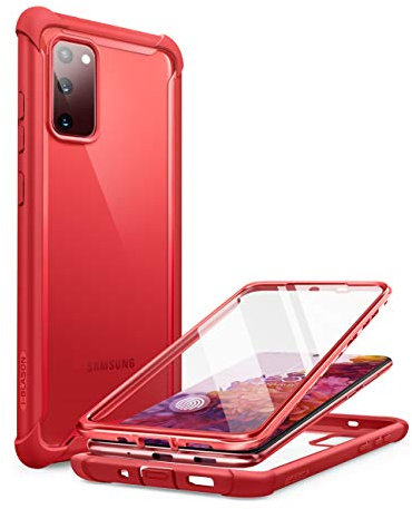 i-Blason Coque Samsung Galaxy S20 Fe (2020) [Série Ares] Protection Intégrale Bumper Antichoc Dos Transparent avec Protecteur d'Ecran Intégré (Rouge)