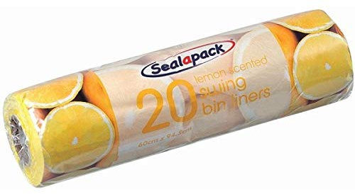 Sealapack Fresh Lemon Scented Swing Bin Liners, Pack 20 Bags, Yellow