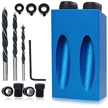 Wood Woodwork Guides Joint Angle Tool Carpentry Locator - 14Pcs Pocket Hole Jig 15Degree Woodworking Inclined Hole Fixture 6/8/10mm Drill Bits Dowel Screw Drill Jig Joinery Kit Carpenters