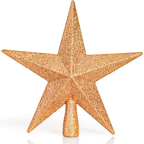 Ornativity Puntale per albero di Natale a forma di stella glitterata, decorazione natalizia a forma di stella di Betlemme (champagne)