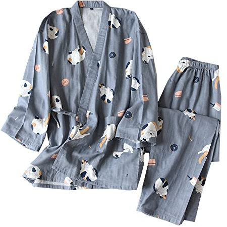 OWLONLINE Costume de Pyjama Kimono Japonais pour Femme en Pur Coton Taille M A31