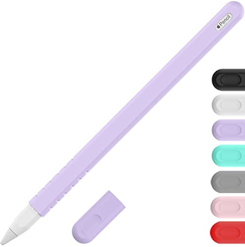 YINVA Sleeve Cover Compatible with Apple Pencil 2nd Generation, Grip Skin Case Accessories Compatible with iPad Pencil 2 Gen with Nib Cap (Purple)