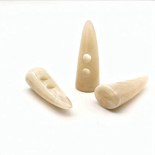 24 pieces 4.8 cm resin horn toggle coat buttons two holes horn tooth shape resin buttons sewing craft DIY accessories for knitwear, wind jacket, padded jacket, down jacket, wool coat