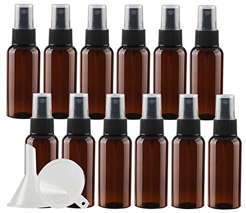 ZEOABSY 24 Pièces 50ml Vaporisateur Vide, Marron Petits Vaporisateur en Plastique, Flacon Spray Vide, Atomiseur Parfum, Bouteilles avec Pompe de Pulvérisation Noir de Voyage