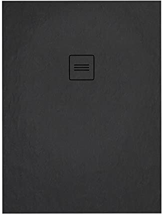 Sellon24® Duschwanne Duschtasse Superflach Acrylwanne Ablaufgarnitur Rutschfest schwarz Bau-Höhe 3,5 cm (80x180x4)