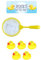 5 Mini Yellow Rubber Ducks with Fishing Net, Baby Toddler Bath Toy, Great for Paddling Pool Games and Bathtub Play (One Pack)