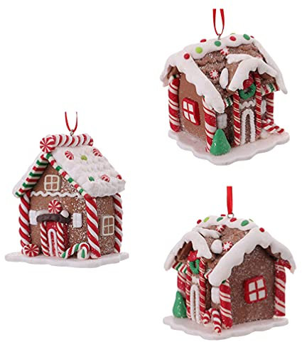 Toddmomy 3Pcs Christmas Gingerbread House Ornaments Silicone Christmas Tree Ornaments for Tree Holiday Party Home Decoration