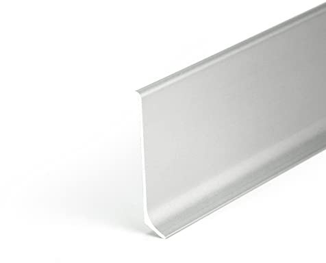 DQ-PP Sockelleiste – 2m – 80mm – Farbe: Silber – Aluminium – eloxiert – Fussleisten – Bodenleiste – Profil – Abschlussleiste – Fussbodenleiste
