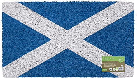 JVL Eco-Friendly Latex Backed Coir Door Mat, Scottish Flag, Natural, 40 x 70 cm Approx., 02-879