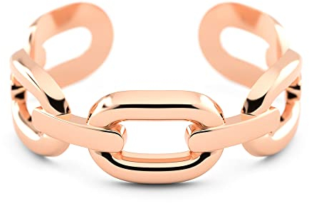 THIORA Ring Damen | Premium Edelstahl | Flexible Größe | Kettenglieder Style | Statement Gliederkette | Chain | Geschenk (Rosegold)