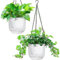 Melphoe Confezione da 2 Fioriere Autoirriganti da Appendere, Portavasi Balcone, Vasi da Fiori da 16,5 cm per Interni, Esterni, con 3 Ganci, Fori di Drenaggio per Giardino e Casa