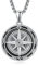 KINGWHYTE Kompass Anhänger für Herren, 925er Sterlingsilber, Kompass-Schmuck, Abschlussgeschenk, Halskette für Freunde, Geburtstag, Jubiläum, Schmuck Junge mit Edelstahl Perlenkette-22+2 inch (60cm)
