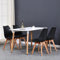 GrandCA HOME Rechteckiger Esstisch mit 4 Esszimmerstühlen, geeignet für Esszimmer, Küche, Wohnzimmer, weißer Esstisch und Schwarze Stühle