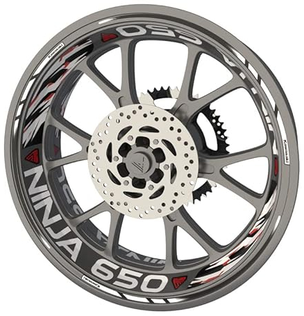 Felgenband für Motorrad Kawasaki Ninja 650 Premium Qualität (Aufkleber für 2 Räder) (weiß)