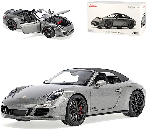 Porsche 911 991 GTS Cabrio Grau Metallic 2011-2018 1/18 Schuco Modell Auto mit individiuellem Wunschkennzeichen