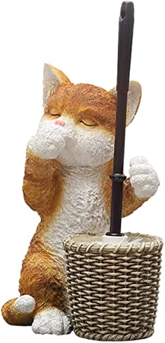 WC-Bürstenhalter-Set, niedliche Katzen-Toilettenbürste aus Harz und Halter, einzigartige Toiletten-Reinigungsbürste, spart Stauraum