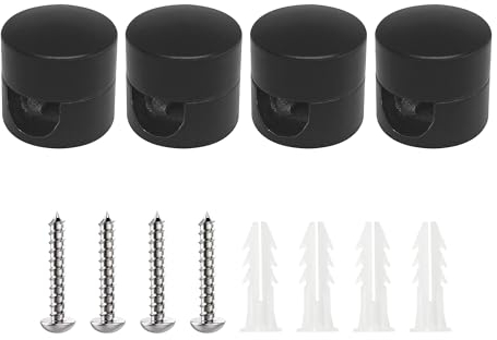 smartect Soporte de Techo y Pared de Aluminio para Cables [4 Piezas, Negro] Fijación en Techo con tornillos y tacos, Decentrador de Techo para que arme su propio proyecto de bricolaje