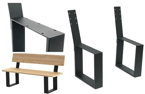 DanDiBo 2X Bankgestell mit Lehne Metall Schwarz Set Massiv DIY Bank Füße 96478 Sitzgestell für Gartenbank Bankbeine Robust Stabil