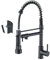 Robinet de cuisine avec pulvérisateur extractible Robinet d'évier de cuisine à ressort à arc élevé, poignée unique, noir mat