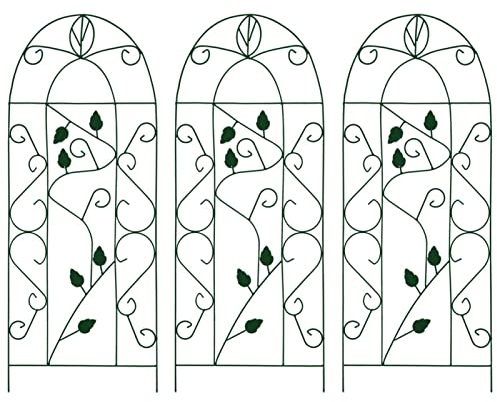 GuyAna Rankgitter 3 STK. Schwarz 40×100 cm Eisen Spaliere Und Rankhilfen, Rosenstütze, Kletterhilfe Für Pflanzen, Tomatenturm, Kletterrosen, Rosenrankgitter