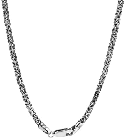 2.5mm Königskette 925 Sterling Silber Byzantinische Kette Halskette für Herren Damen 50cm