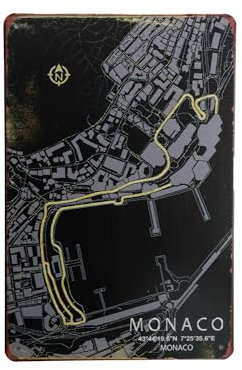 Monaco blechschild - metallschild - metall poster - retro schilder - blech - wanddekoration - vintage schild - metal sign - dekoschild - mancave - männerhöhle