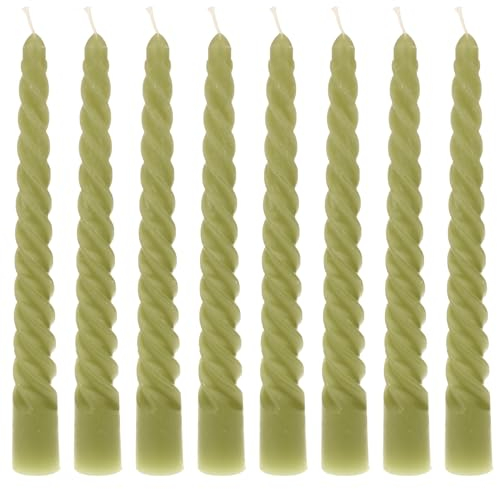 MACOSA VM091356_x2 Spiralkerzen Grün 8er Set 19 cm Stabkerzen gedreht Tafelkerzen Twist Spitzkerzen Dekokerzen Tischdekoration Deko Wachskerzen