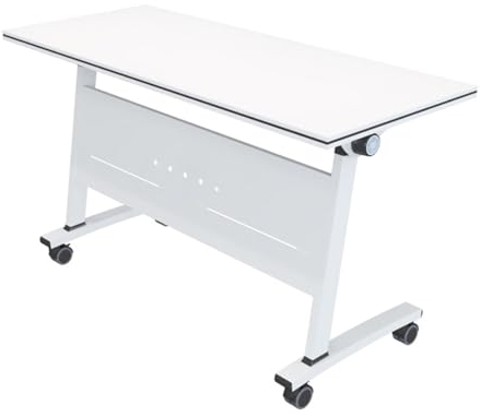 FQWYNMZ Konferenztisch, Faltbare Besprechungstisch, Mobiler Schulungstisch mit Klappdeckel und Feststellbaren Rädern, Rechteckiger Schulungs-Seminartisch, Besprechungstische, Moderner Konferenztisch (