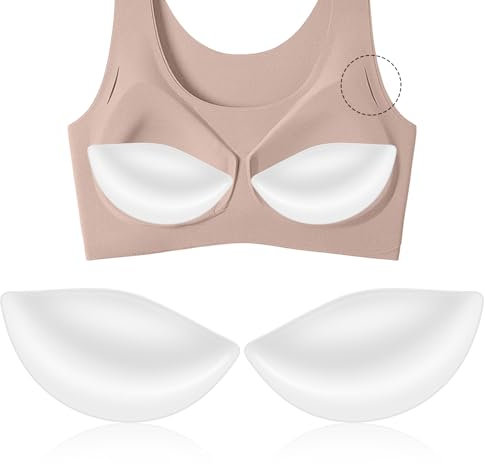 1 Pair Silicone Bra Inserts, Breast Push Up Pads, Gel Booster Cup Bra Inserts, Transparent Push Up Booster Pads, Non-Slip Sticky Chest Pads, Removable Breast Bra Pads for Swimwear, Everyday Use